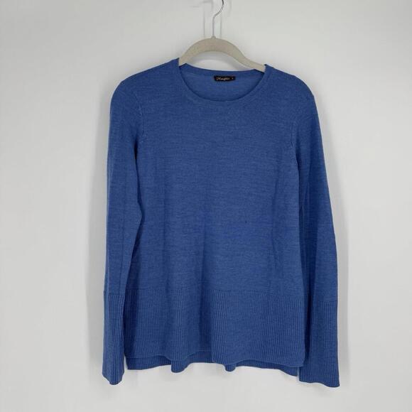 J. McLaughlin sweater small S blue merino wool pullover soft work office career - Picture 1 of 6